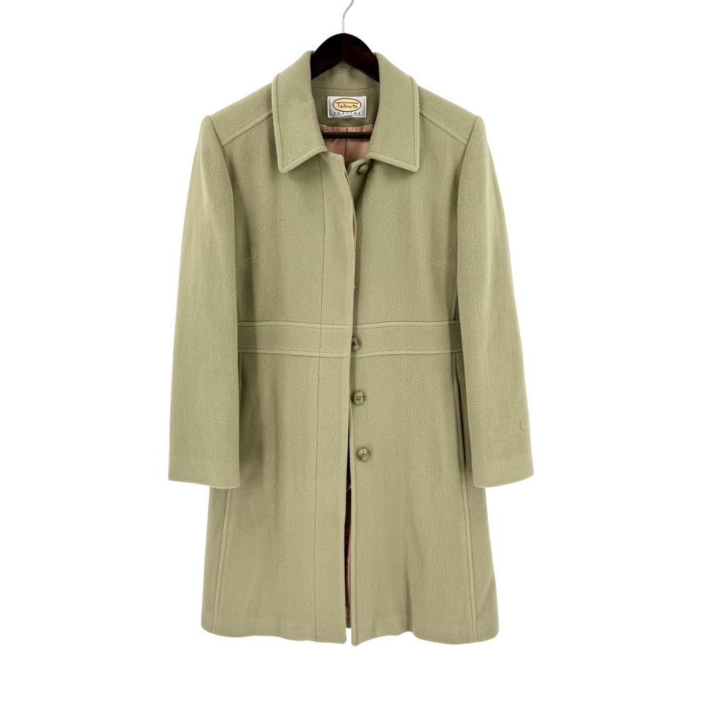 Vintage Talbots 100% Wool Coat Sage Green 10P Classic Professional Earthy